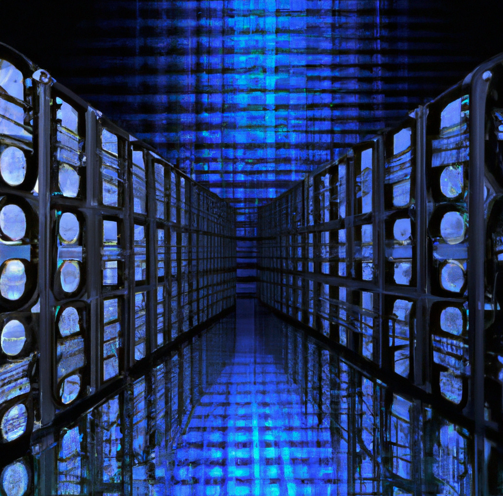 Hard disk array in a surrealistic data center